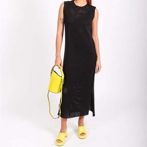 Issey Miyake Black Seed Mesh AP MIDI Dress
